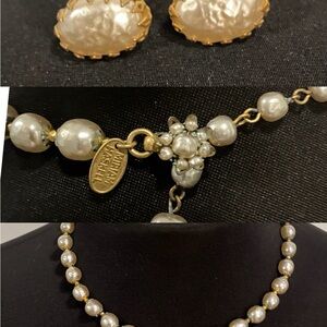 VTG Miriam Haskell Faux Pearl Baroque Necklace/Choker Earrings Rare Set! Bridal